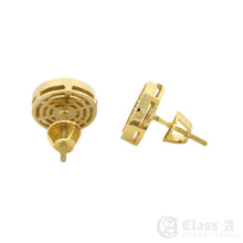 Load image into Gallery viewer, 14K GD PT Iced Round Circle Stud Hip Hop Hypoallergenic Screwback Earrings - BE012