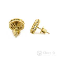 Load image into Gallery viewer, 14K GD PT Iced Double Circle Hip Hop Hypoallergenic Screwback Earrings - BE028