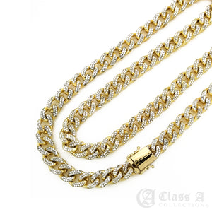 14K GD PT Lab-Diamond Iced 10mm Miami Cuban Link Chain Hip Hop Necklace - CH3109