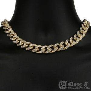 14K GD PT Lab-Diamond Iced 15mm Miami Cuban Link Chain Hip Hop Necklace - CH3110