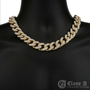 14K GD PT Lab-Diamond Iced 18mm Miami Cuban Link Chain Hip Hop Necklace - CH3111