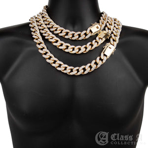 14K GD PT Lab-Diamond Iced 18mm Miami Cuban Link Chain Hip Hop Necklace - CH3111