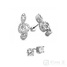Load image into Gallery viewer, 14K GD PT Iced Music Note &amp; 5mm CZ Stud Hypoallergenic Earrings Combo - ER6396