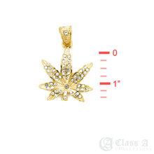 Load image into Gallery viewer, 14K GD PT Iced Mini Weed Marijuana Pot Leaf Pendant with Rope Chain Hip Hop Rappers Necklace - HC3000