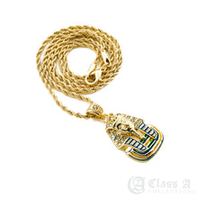 Load image into Gallery viewer, 14K GD PT Iced Mini Egypt Pharaoh Pendant with Rope Chain Hip Hop Rappers Necklace - HC3001