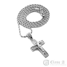 Load image into Gallery viewer, 14K GD PT Iced Mini Jesus on the Cross Pendant with Rope Chain Hip Hop Rappers Necklace - HC3007