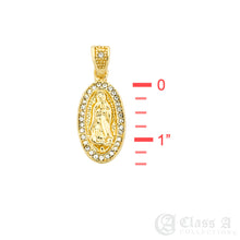 Load image into Gallery viewer, 14K GD PT Iced Mini Lady of Guadalupe Pendant with Rope Chain Hip Hop Rappers Necklace - HC3009