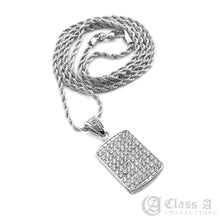 Load image into Gallery viewer, 14K GD PT Iced Mini Dog Tag Pendant with Rope Chain Hip Hop Rappers Necklace - HC3012