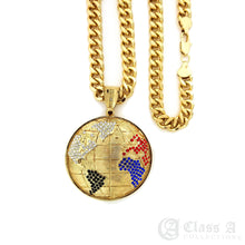 Load image into Gallery viewer, 14K GD PT XL Iced World Globe Pendant with Cuban Chain Hip Hop Necklace - KC3097