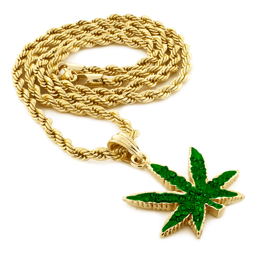 Classic Iced MJ (Green) Pendant with Rope Chain - KC7013EME