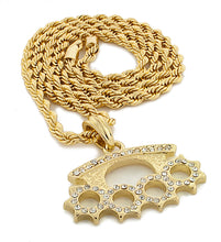 Load image into Gallery viewer, Iced Brass Knuckles Pendant With Rope Chain - KC7037