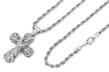 Load image into Gallery viewer, Iced Knight&#39;s Cross Pendant with Rope Chain - KC7106