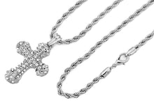 Load image into Gallery viewer, Iced Knight&#39;s Cross Pendant with Rope Chain - KC7106