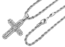 Load image into Gallery viewer, Iced Moon Crystal Cross Pendant with Rope Chain - KC7113
