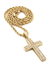 Load image into Gallery viewer, Iced High Polish Cross Pendant with Rope Chain - KC7144