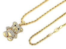 Load image into Gallery viewer, Iced Out Teddy Bear Pendant with Rope Chain - KC7147