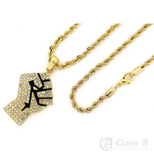 Load image into Gallery viewer, Iced Power Fist Pendant with Rope Chain - KC7519