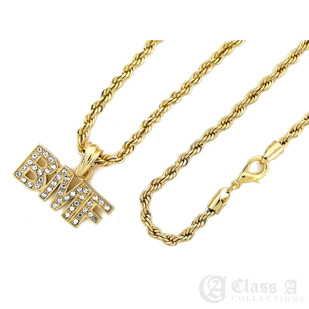 Iced BMF Pendant with Rope Chain - KC7537
