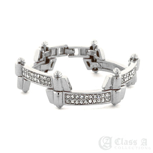 Men's 18K GD PT Iced Lab-Diamond Zig Zag Hip Hop Fashion Bracelet - KDB508